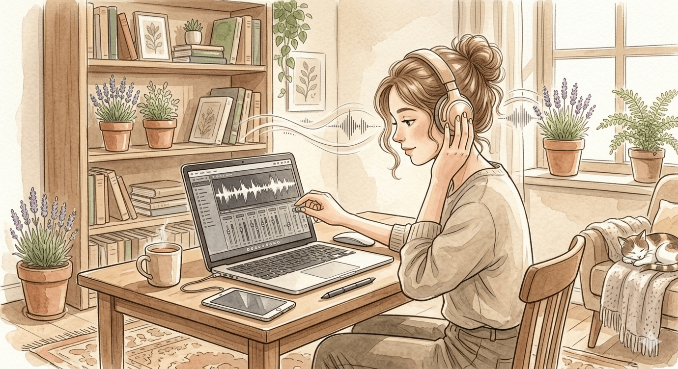 Petite-fille écoutant les histoires au casque